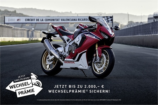 Honda Fireblade Wechselprämie 2018 - Jetzt bis zu 2.000,- € Prämie sichern