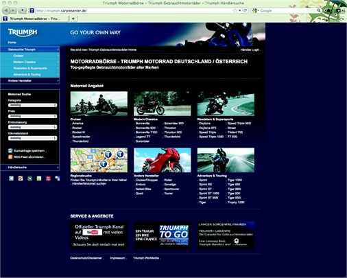 Triumph richtet neue Gebrauchtmaschinenbörse im Internet ein